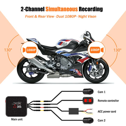 Double Dashcam Moto 1080p Wi-Fi et Vision Nocturne