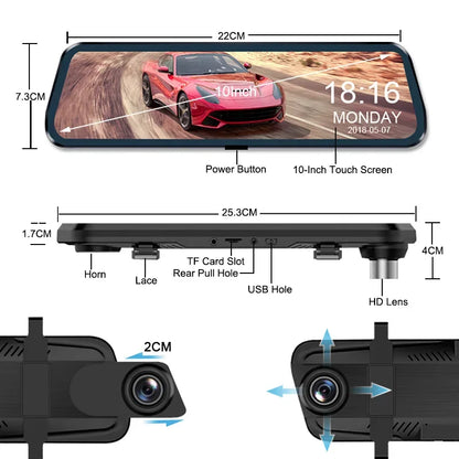 Dashcam Rétroviseur avant-arrière 4.3" Full HD